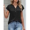 imageANRABESS Womens Tops Dressy Casual Cap Sleeve Summer Work Blouses Textured V Neck Henley Shirts 2026 Trendy Business OutfitsBlack