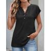 imageANRABESS Womens Tops Dressy Casual Cap Sleeve Summer Work Blouses Textured V Neck Henley Shirts 2026 Trendy Business OutfitsBlack