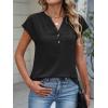 imageANRABESS Womens Tops Dressy Casual Cap Sleeve Summer Work Blouses Textured V Neck Henley Shirts 2026 Trendy Business OutfitsBlack