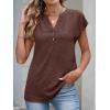 imageANRABESS Womens Tops Dressy Casual Cap Sleeve Summer Work Blouses Textured V Neck Henley Shirts 2026 Trendy Business OutfitsCoffee