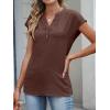 imageANRABESS Womens Tops Dressy Casual Cap Sleeve Summer Work Blouses Textured V Neck Henley Shirts 2026 Trendy Business OutfitsCoffee