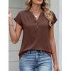 imageANRABESS Womens Tops Dressy Casual Cap Sleeve Summer Work Blouses Textured V Neck Henley Shirts 2026 Trendy Business OutfitsCoffee