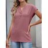 imageANRABESS Womens Tops Dressy Casual Cap Sleeve Summer Work Blouses Textured V Neck Henley Shirts 2026 Trendy Business OutfitsDusty Rose