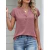 imageANRABESS Womens Tops Dressy Casual Cap Sleeve Summer Work Blouses Textured V Neck Henley Shirts 2026 Trendy Business OutfitsDusty Rose