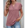 imageANRABESS Womens Tops Dressy Casual Cap Sleeve Summer Work Blouses Textured V Neck Henley Shirts 2026 Trendy Business OutfitsDusty Rose