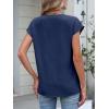 imageANRABESS Womens Tops Dressy Casual Cap Sleeve Summer Work Blouses Textured V Neck Henley Shirts 2026 Trendy Business OutfitsNavy Blue