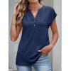 imageANRABESS Womens Tops Dressy Casual Cap Sleeve Summer Work Blouses Textured V Neck Henley Shirts 2026 Trendy Business OutfitsNavy Blue