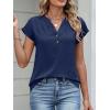 imageANRABESS Womens Tops Dressy Casual Cap Sleeve Summer Work Blouses Textured V Neck Henley Shirts 2026 Trendy Business OutfitsNavy Blue