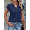 imageANRABESS Womens Tops Dressy Casual Cap Sleeve Summer Work Blouses Textured V Neck Henley Shirts 2026 Trendy Business OutfitsNavy Blue