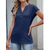 imageANRABESS Womens Tops Dressy Casual Cap Sleeve Summer Work Blouses Textured V Neck Henley Shirts 2026 Trendy Business OutfitsNavy Blue