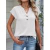 imageANRABESS Womens Tops Dressy Casual Cap Sleeve Summer Work Blouses Textured V Neck Henley Shirts 2026 Trendy Business OutfitsWhite