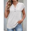 imageANRABESS Womens Tops Dressy Casual Cap Sleeve Summer Work Blouses Textured V Neck Henley Shirts 2026 Trendy Business OutfitsWhite