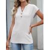 imageANRABESS Womens Tops Dressy Casual Cap Sleeve Summer Work Blouses Textured V Neck Henley Shirts 2026 Trendy Business OutfitsWhite