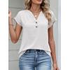 imageANRABESS Womens Tops Dressy Casual Cap Sleeve Summer Work Blouses Textured V Neck Henley Shirts 2026 Trendy Business OutfitsWhite