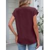 imageANRABESS Womens Tops Dressy Casual Cap Sleeve Summer Work Blouses Textured V Neck Henley Shirts 2026 Trendy Business OutfitsWine Red