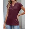 imageANRABESS Womens Tops Dressy Casual Cap Sleeve Summer Work Blouses Textured V Neck Henley Shirts 2026 Trendy Business OutfitsWine Red
