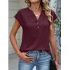 imageANRABESS Womens Tops Dressy Casual Cap Sleeve Summer Work Blouses Textured V Neck Henley Shirts 2026 Trendy Business OutfitsWine Red