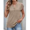 imageANRABESS Womens Tops Dressy Casual Cap Sleeve Summer Work Blouses Textured V Neck Henley Shirts 2026 Trendy Business OutfitsYellow Khaki