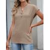 imageANRABESS Womens Tops Dressy Casual Cap Sleeve Summer Work Blouses Textured V Neck Henley Shirts 2026 Trendy Business OutfitsYellow Khaki