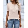 imageANRABESS Womens Tops Short Sleeve Henley Shirts Dressy Casual Blouse Summer Cute Tshirt 2026 Spring Lightweight Tunic SweaterBegie