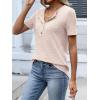 imageANRABESS Womens Tops Short Sleeve Henley Shirts Dressy Casual Blouse Summer Cute Tshirt 2026 Spring Lightweight Tunic SweaterBegie