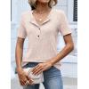 imageANRABESS Womens Tops Short Sleeve Henley Shirts Dressy Casual Blouse Summer Cute Tshirt 2026 Spring Lightweight Tunic SweaterBegie