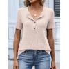 imageANRABESS Womens Tops Short Sleeve Henley Shirts Dressy Casual Blouse Summer Cute Tshirt 2026 Spring Lightweight Tunic SweaterBegie
