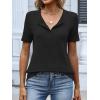 imageANRABESS Womens Tops Short Sleeve Henley Shirts Dressy Casual Blouse Summer Cute Tshirt 2026 Spring Lightweight Tunic SweaterBlack