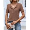 imageANRABESS Womens Tops Short Sleeve Henley Shirts Dressy Casual Blouse Summer Cute Tshirt 2026 Spring Lightweight Tunic SweaterBrown