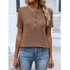 imageANRABESS Womens Tops Short Sleeve Henley Shirts Dressy Casual Blouse Summer Cute Tshirt 2026 Spring Lightweight Tunic SweaterBrown