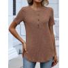 imageANRABESS Womens Tops Short Sleeve Henley Shirts Dressy Casual Blouse Summer Cute Tshirt 2026 Spring Lightweight Tunic SweaterBrown