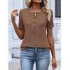 imageANRABESS Womens Tops Short Sleeve Henley Shirts Dressy Casual Blouse Summer Cute Tshirt 2026 Spring Lightweight Tunic SweaterBrown