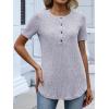 imageANRABESS Womens Tops Short Sleeve Henley Shirts Dressy Casual Blouse Summer Cute Tshirt 2026 Spring Lightweight Tunic SweaterGrey