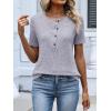 imageANRABESS Womens Tops Short Sleeve Henley Shirts Dressy Casual Blouse Summer Cute Tshirt 2026 Spring Lightweight Tunic SweaterGrey