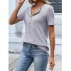 imageANRABESS Womens Tops Short Sleeve Henley Shirts Dressy Casual Blouse Summer Cute Tshirt 2026 Spring Lightweight Tunic SweaterGrey