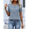 imageANRABESS Womens Tops Short Sleeve Henley Shirts Dressy Casual Blouse Summer Cute Tshirt 2026 Spring Lightweight Tunic SweaterLight Blue