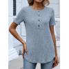 imageANRABESS Womens Tops Short Sleeve Henley Shirts Dressy Casual Blouse Summer Cute Tshirt 2026 Spring Lightweight Tunic SweaterLight Blue