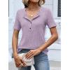 imageANRABESS Womens Tops Short Sleeve Henley Shirts Dressy Casual Blouse Summer Cute Tshirt 2026 Spring Lightweight Tunic SweaterLight Purple
