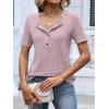 imageANRABESS Womens Tops Short Sleeve Henley Shirts Dressy Casual Blouse Summer Cute Tshirt 2026 Spring Lightweight Tunic SweaterPink