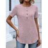 imageANRABESS Womens Tops Short Sleeve Henley Shirts Dressy Casual Blouse Summer Cute Tshirt 2026 Spring Lightweight Tunic SweaterPink