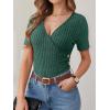 imageANRABESS Womens Tops Short Sleeve V Neck Sexy Ribbed Knit Slim Fit Lightweight Sweater 2026 Summer Dressy Casual TShirtsGreen