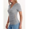 imageANRABESS Womens Tops Short Sleeve V Neck Sexy Ribbed Knit Slim Fit Lightweight Sweater 2026 Summer Dressy Casual TShirtsGrey