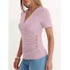 imageANRABESS Womens Tops Short Sleeve V Neck Sexy Ribbed Knit Slim Fit Lightweight Sweater 2026 Summer Dressy Casual TShirtsPink