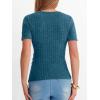 imageANRABESS Womens Tops Short Sleeve V Neck Sexy Ribbed Knit Slim Fit Lightweight Sweater 2026 Summer Dressy Casual TShirtsTeal