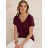imageANRABESS Womens Tops Short Sleeve V Neck Shirts Summer Basic Tee Trendy Cute Tshirts 2026 Spring Casual OutfitsBurgundy