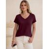 imageANRABESS Womens Tops Short Sleeve V Neck Shirts Summer Basic Tee Trendy Cute Tshirts 2026 Spring Casual OutfitsBurgundy