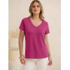 imageANRABESS Womens Tops Short Sleeve V Neck Shirts Summer Basic Tee Trendy Cute Tshirts 2026 Spring Casual OutfitsHot Pink