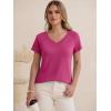 imageANRABESS Womens Tops Short Sleeve V Neck Shirts Summer Basic Tee Trendy Cute Tshirts 2026 Spring Casual OutfitsHot Pink