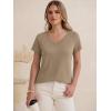 imageANRABESS Womens Tops Short Sleeve V Neck Shirts Summer Basic Tee Trendy Cute Tshirts 2026 Spring Casual OutfitsLight Khaki