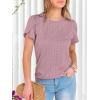 imageANRABESS Womens Tops Summer Eyelet Petal Short Sleeve T Shirts Dressy Casual Blouses Ladies Basic Tees 2026 Spring ClothesDark Pink